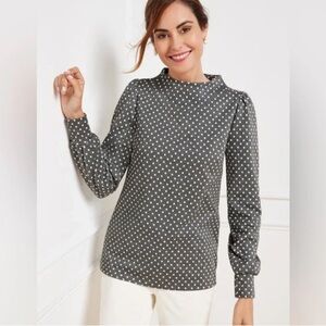 Talbots FUNNEL NECK TOP - SPARKLE DOT JACQUARD Large